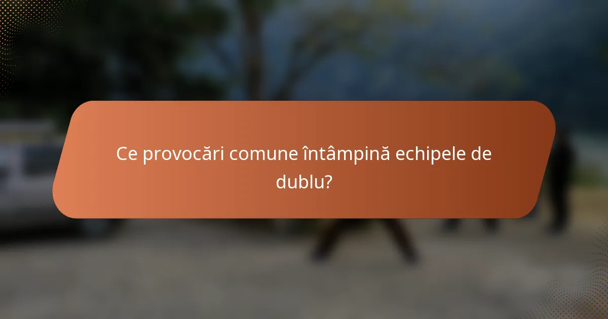 Ce provocări comune întâmpină echipele de dublu?