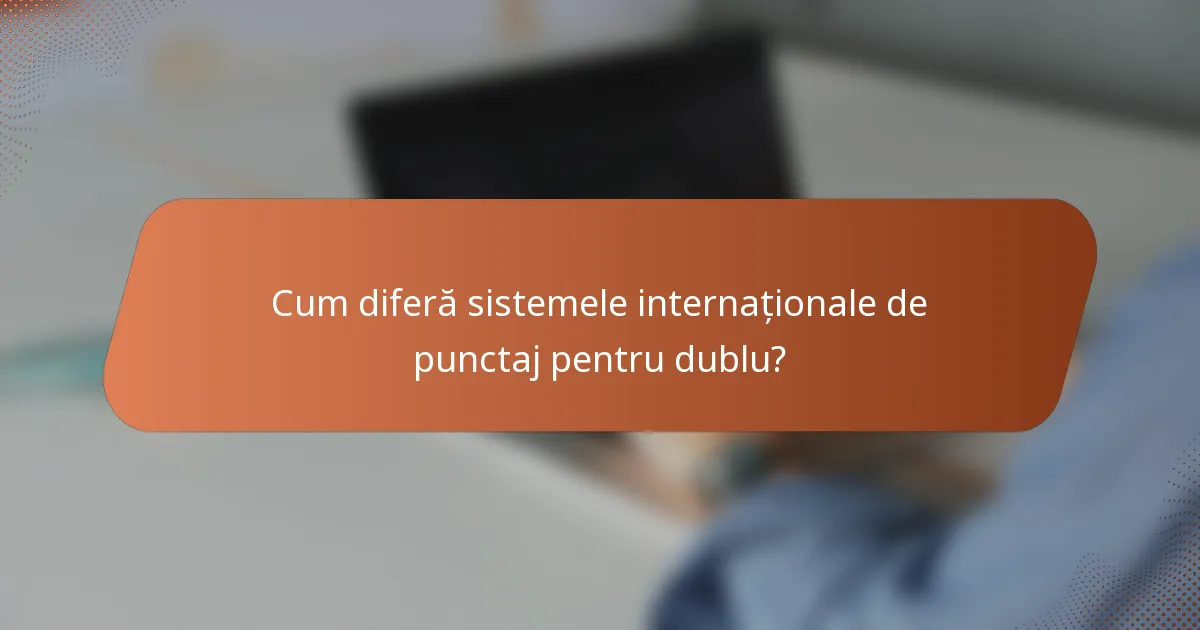 Cum diferă sistemele internaționale de punctaj pentru dublu?