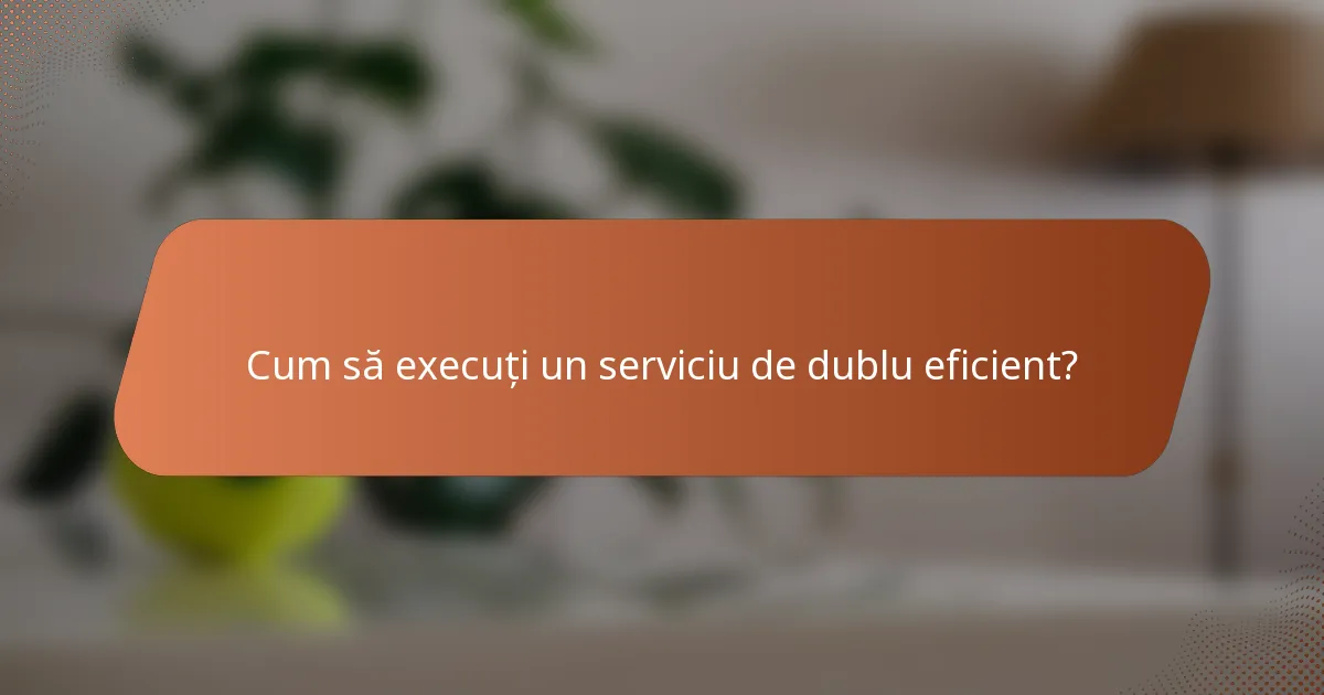 Cum să execuți un serviciu de dublu eficient?